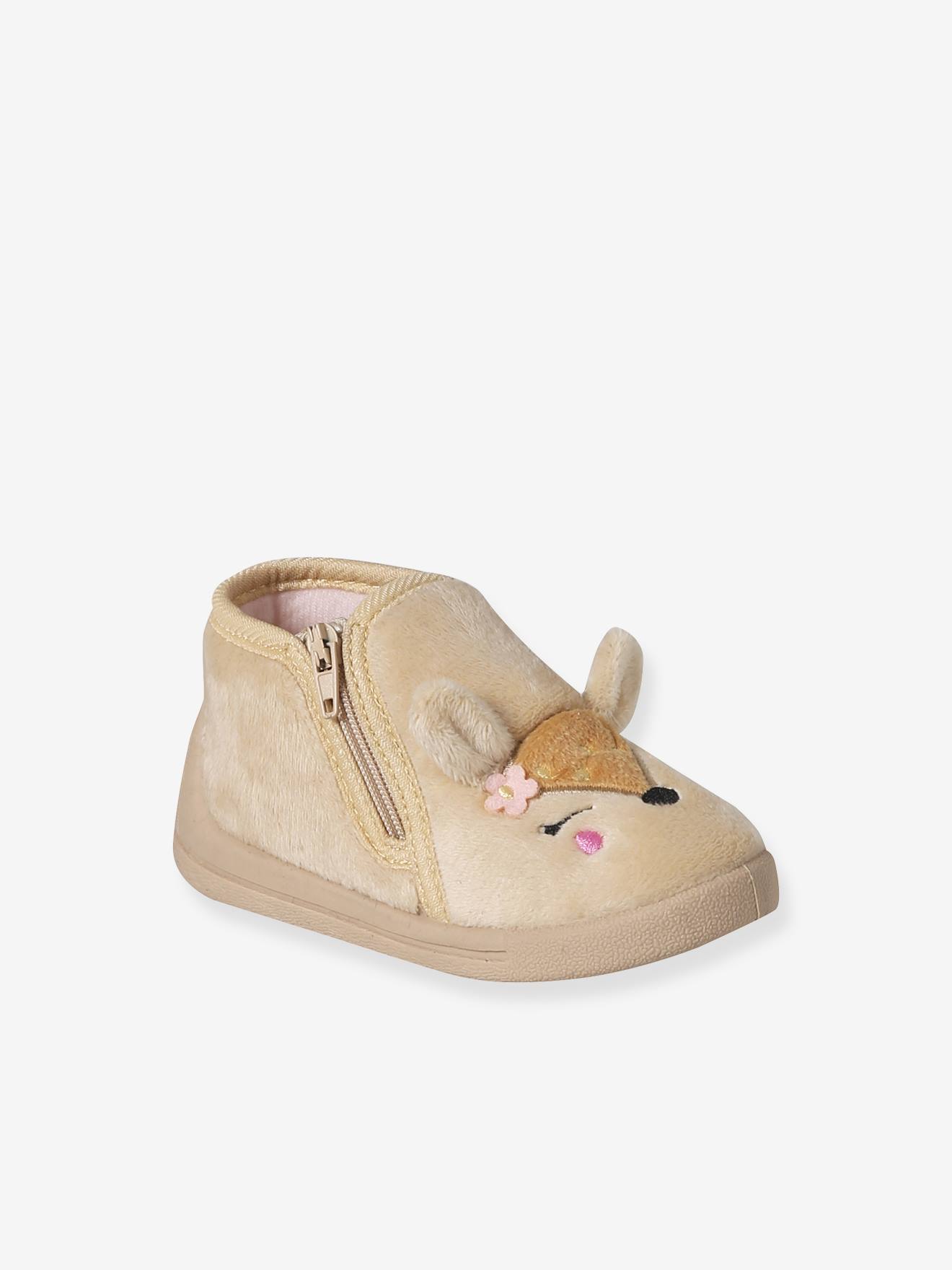 Toile Coton Chaussons Bébé Vertbaudet "Mes Petits Cœurs" - Toile Rose - Taille 22 Chaussons Bébé Rose