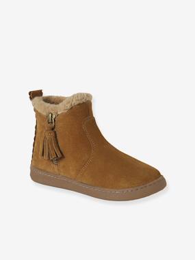 -Girls' lined leather boots