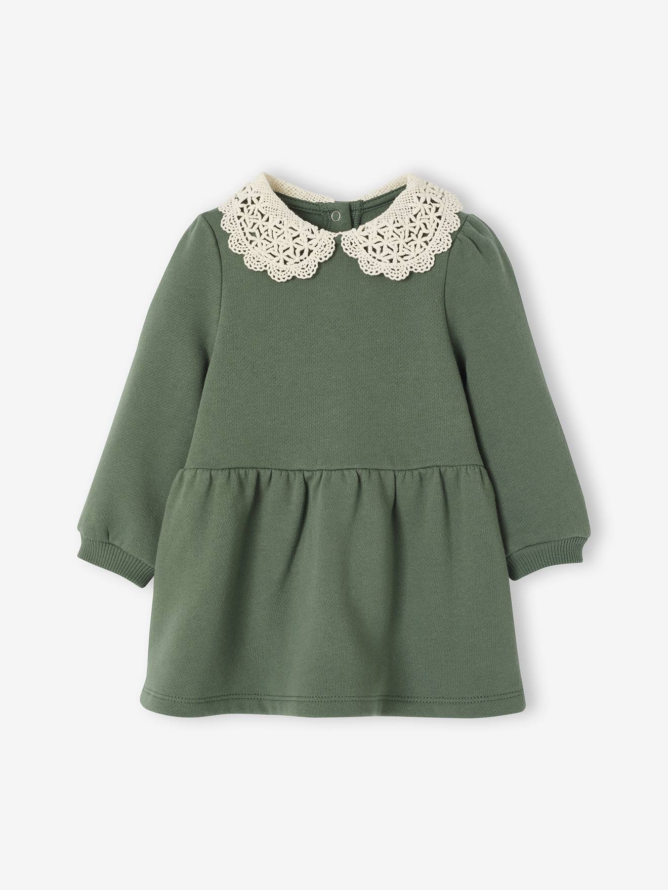 Robe Bébé VERTBAUDET En Molleton Doux Avec Col En Crochet - Manches Longues, Ouverture Pressionnée Dos
