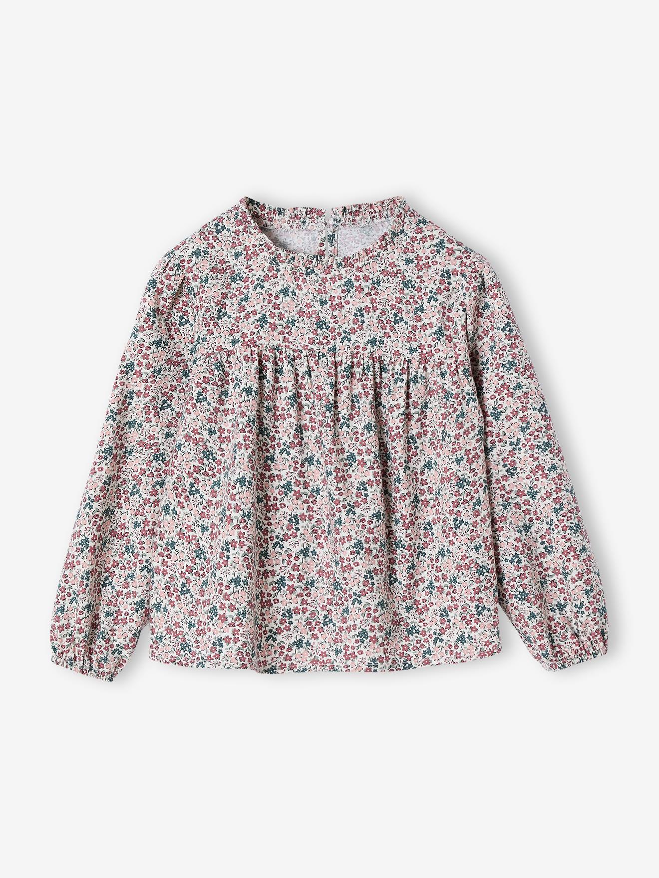 Chemisier NEXT Fille 5 Ans – Gris Viscose Floral – Manches Longues – Très Bon état