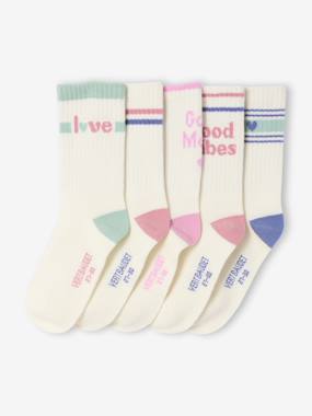 Girls-Pack of 5 Pairs of Sports Socks for Girls