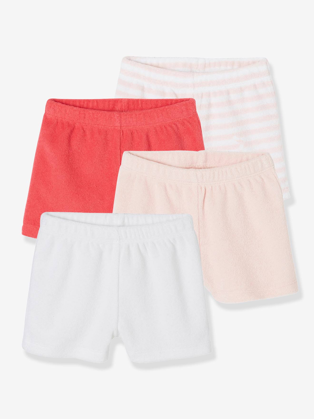 Lot De 4 Shorts En Eponge Bebe Fille Oeko Tex Lot Eau De Rose Bebe