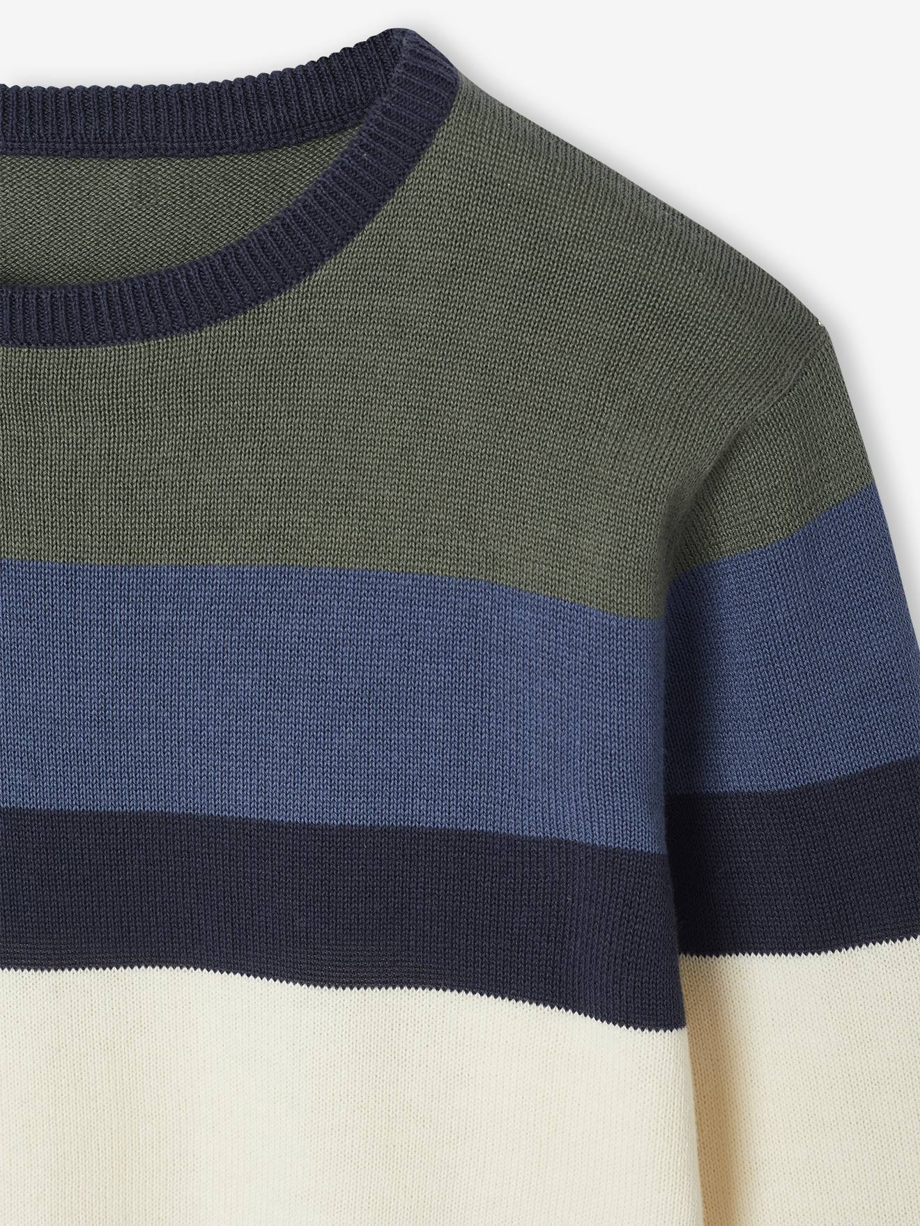 Pull Garçon à Rayures Larges Vertbaudet - Maille Fine Coton (Taille 8A) - 3