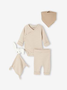 4-Piece Size-Adaptable Set for Newborns: Bodysuit + Leggings + Bib + Comforter  - vertbaudet enfant