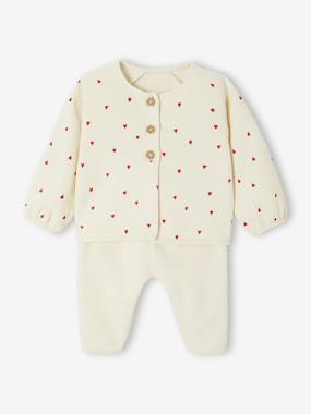 Fleece Cardigan + Trouser Set for Newborns  - vertbaudet enfant
