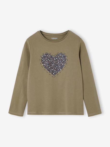 Sequinned Top for Girls ecru+olive - vertbaudet enfant 