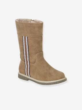 Fur Lined Boots for Girls shimmery beige
