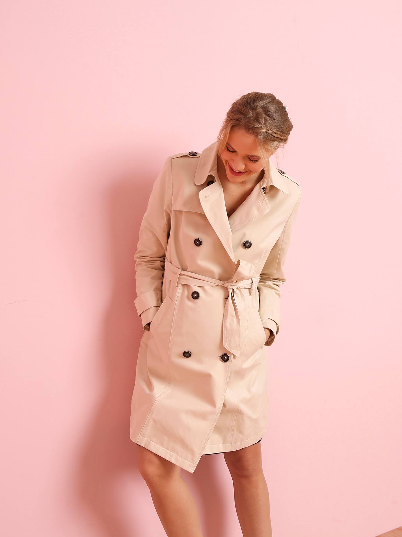 trench coat rose poudre