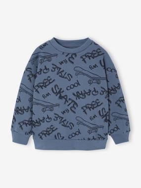 Reversible sequin boys' sweatshirt slate blue, Boys