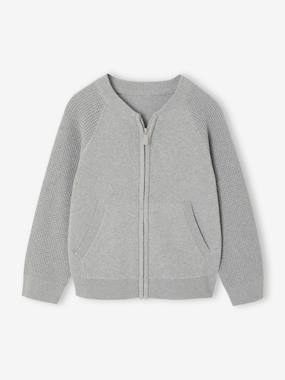VERTBAUDET Gilet Zippé Style Teddy Garçon – Gris Chiné Doux Et Tendance 8 Ans