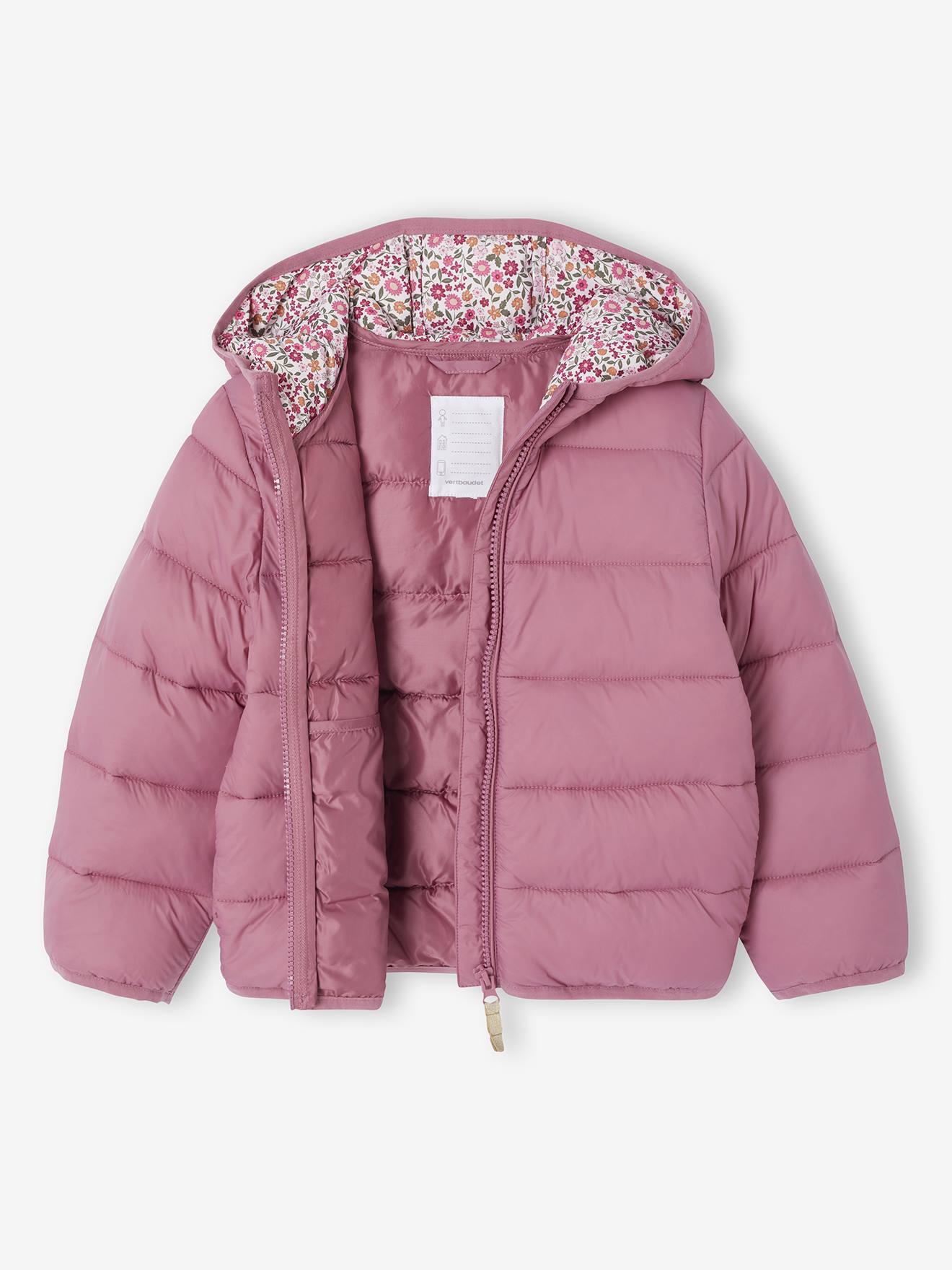 Veste Matelassée Légère Pour Fille - Capuche, Fermeture éclair - Couleur Unie - Mi-saison - Style Décontracté Tendance