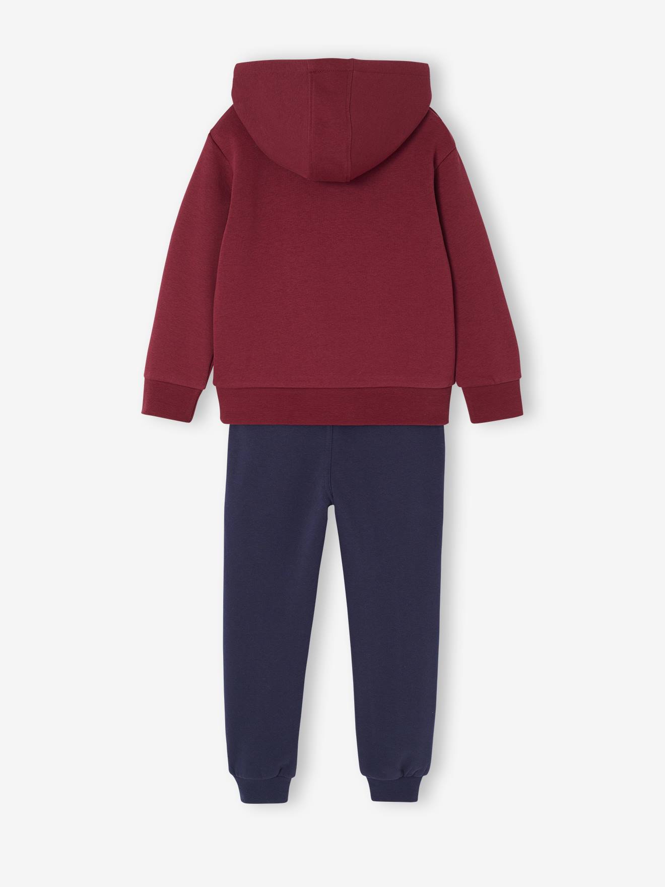 Ensemble Sport Garçon Vertbaudet - Sweat à Capuche Imprimé + Jogging Uni - 80% Coton - Taille 2 à 14 Ans