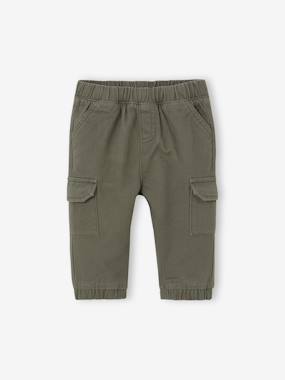 Twill Cargo Trousers for Babies  - vertbaudet enfant