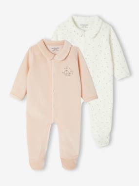 Pack of 2 Velour Sleepsuits for Newborns  - vertbaudet enfant