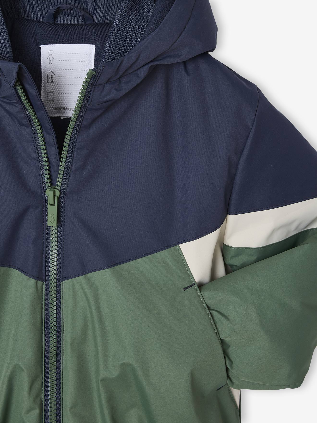 Blouson Coupe-vent Colorblock Pour Garçon - Vertbaudet - Capuche Doublée, Coupe Légère Mi-saison