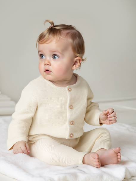 Baby Cardigan - BASICS 100% Cotton ecru+marl beige+navy blue+sage green - vertbaudet enfant 