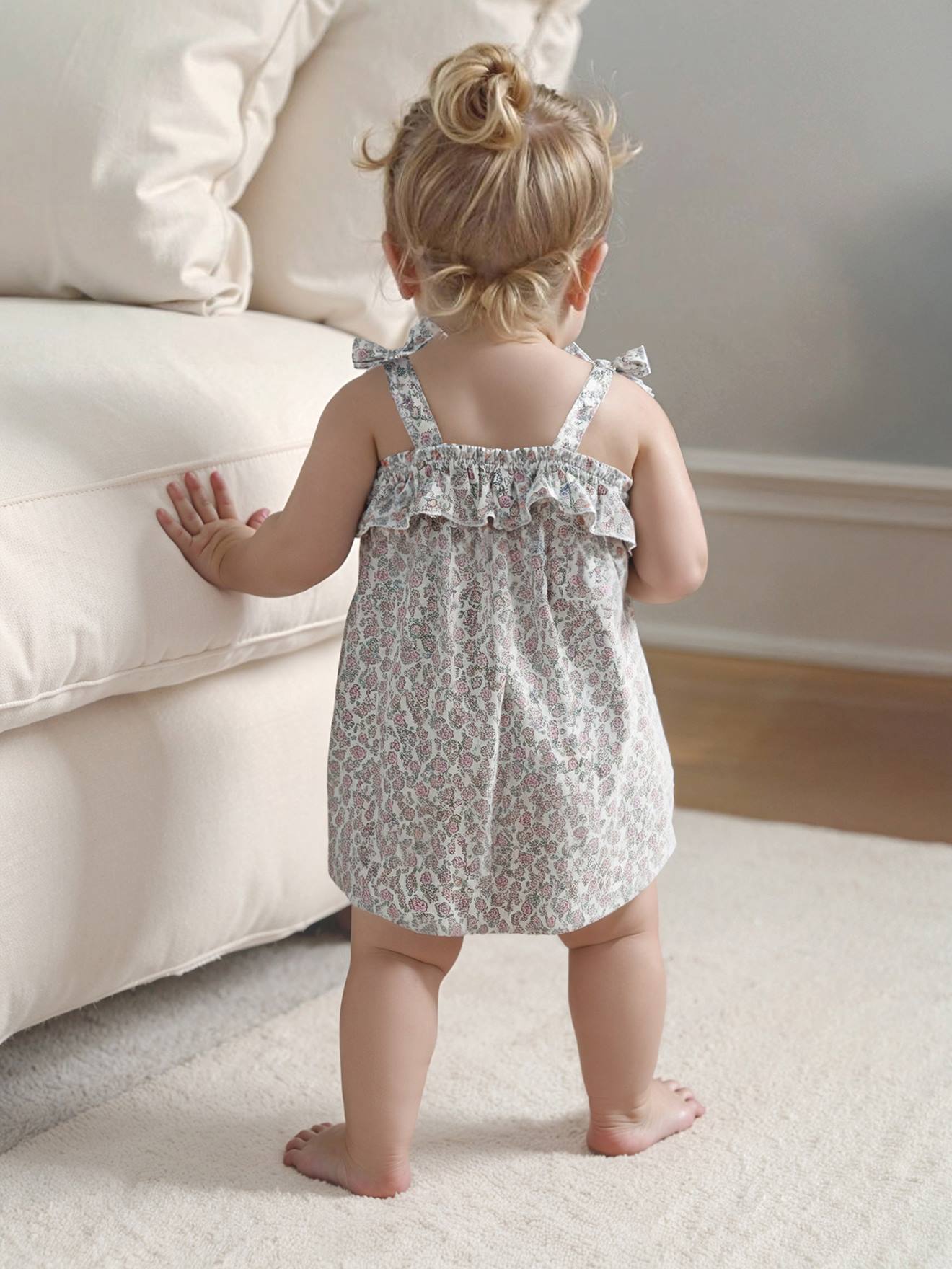 Bloomer Naissance Bébé Imprimé Petites Fleurs écru - Taille 12 Mois (74 Cm), 100% Coton, élastiqué - 10