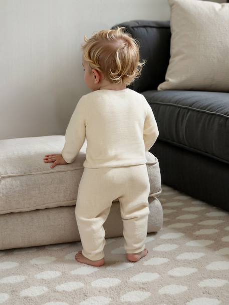 Baby Cardigan - BASICS 100% Cotton ecru+marl beige+navy blue+sage green - vertbaudet enfant 