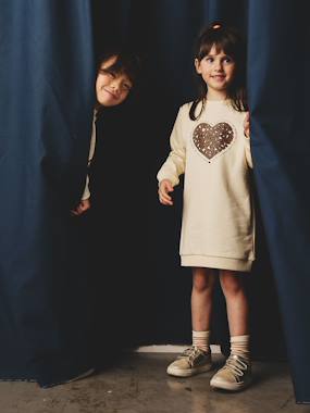 Robe En Molleton Pour Fille - VERTBAUDET - Coupe Sweat, Manches Longues - Confortable Et Trendy