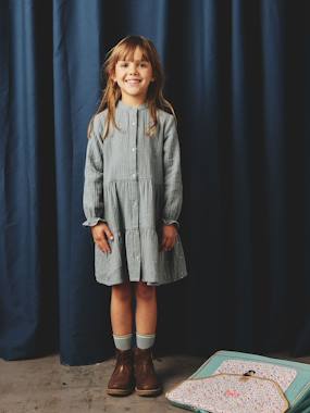 Fille-Robe fille en gaze de coton imprimée pois irisés