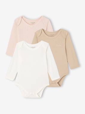 -Lot de 3 bodies naissance en maille pointelle et interlock