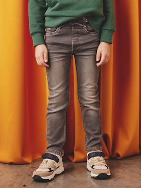 Boys-Straight Cut Denim-Effect Fleece Trousers, for Boys