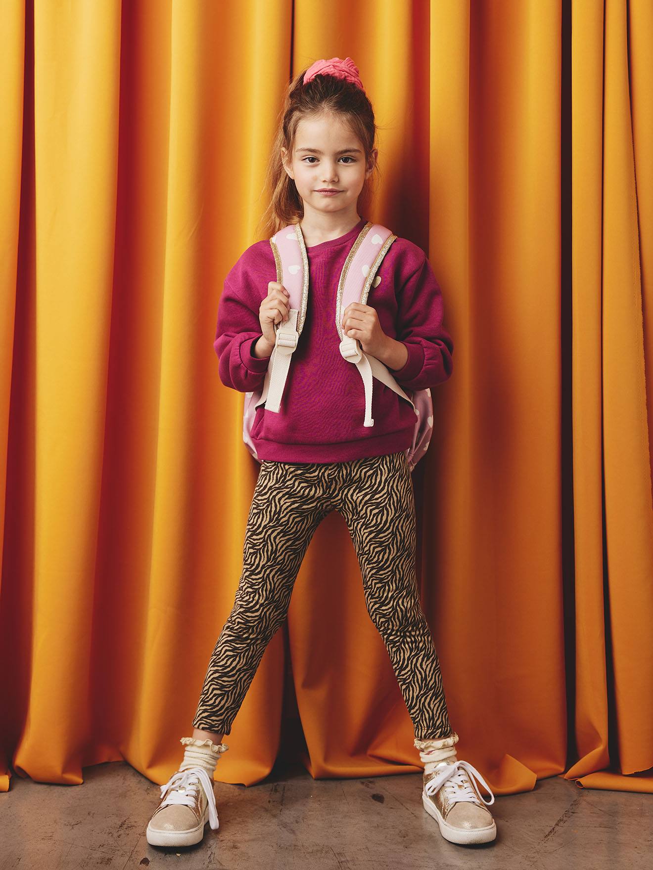 Legging fille doublé maille polaire bois de rose, Fille