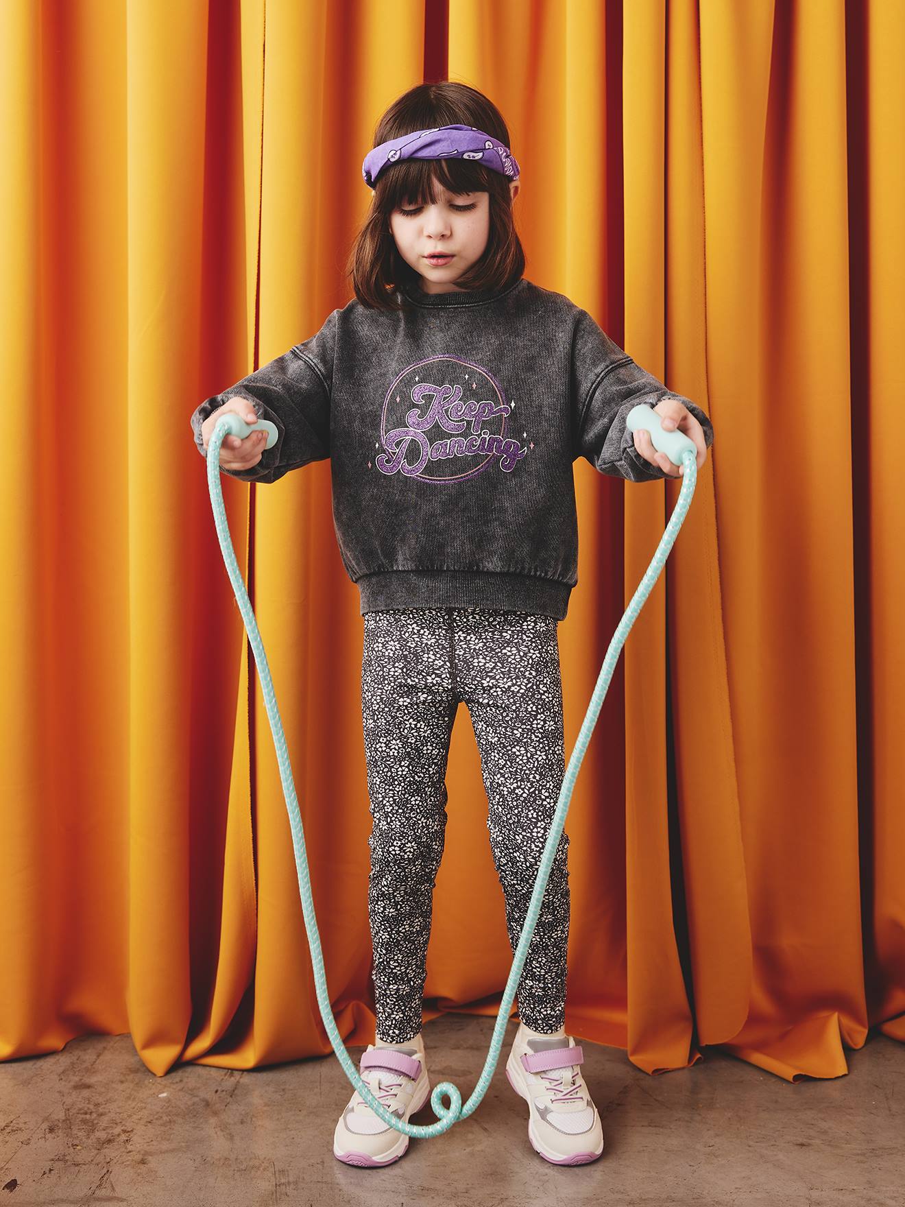 Sportswear Sweatshirt with Glittery Detail, for Girls - anthracite