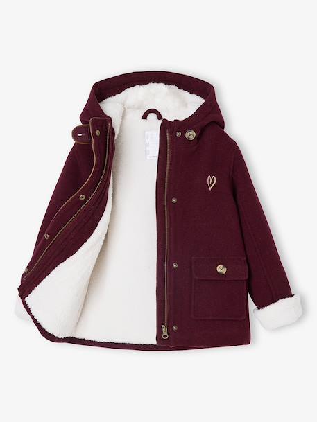 VERTBAUDET Manteau à Capuche En Drap De Laine Fille - Marine Grisé 14A