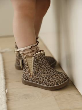 Boots enfant fille coeur cuir zippées - bronze, Chaussures