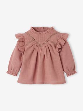 Frilly Blouse in Slub Fabric for Babies  - vertbaudet enfant