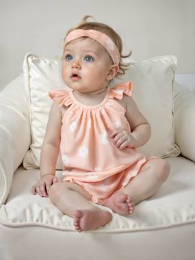 Printed Sleeveless Top + Shorts + Headband Ensemble for Baby Girls  - vertbaudet enfant