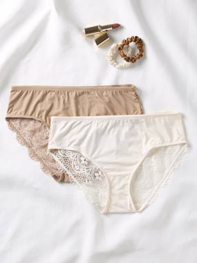 Maternity-Lingerie-Pack of 2 maternity briefs in microfibre and lace ENVIE DE FRAISE