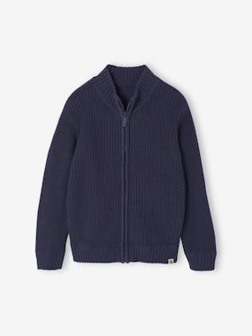 -High Neck Long-Sleeved Cardigan for Boys
