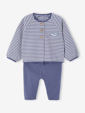 Fleece Cardigan + Trouser Set for Newborns  - vertbaudet enfant