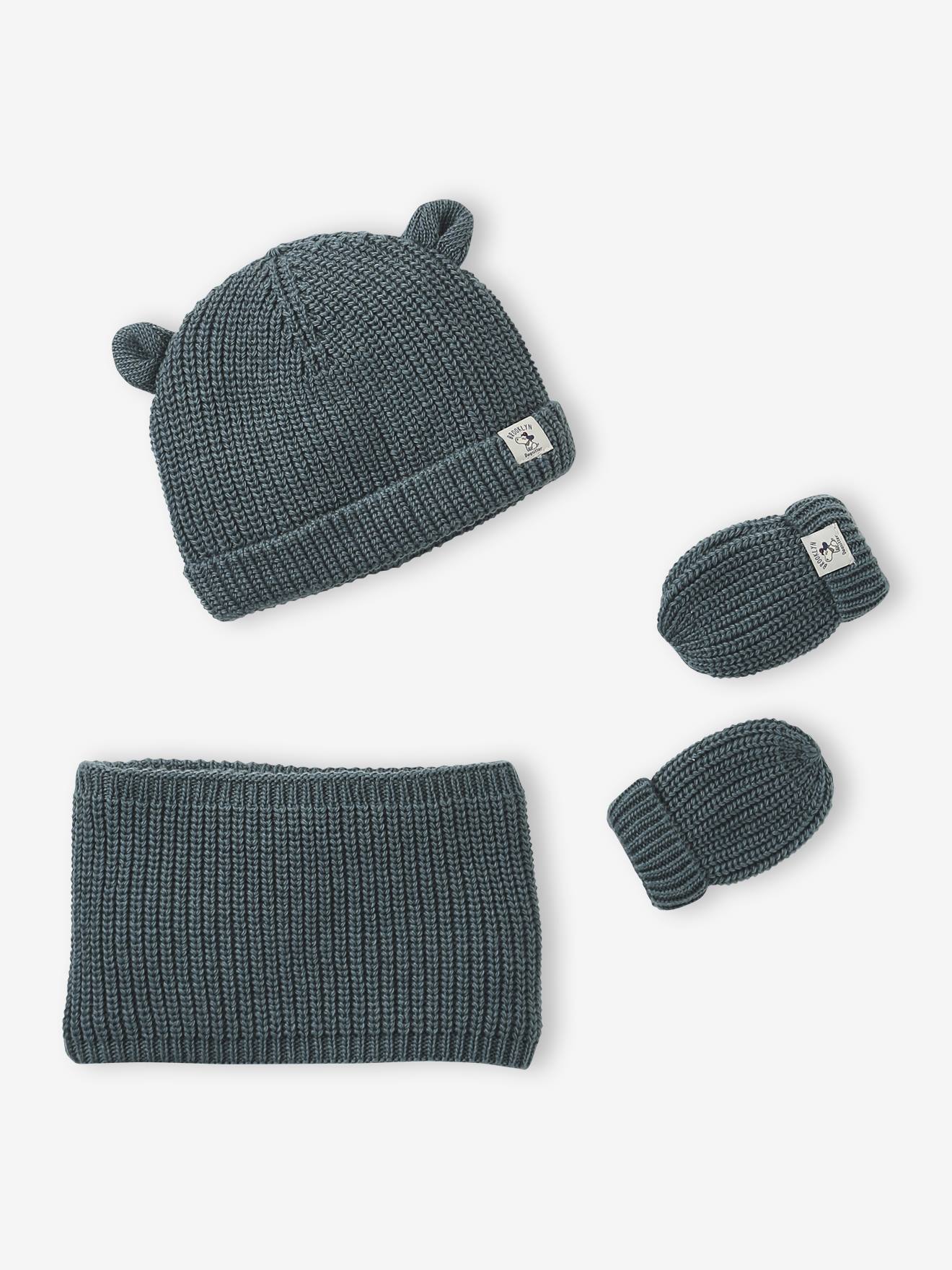 Ensemble Bébé Bear Mood - Bonnet + Snood + Moufles En Sherpa - Garçon, Doux Et Chaud - 12