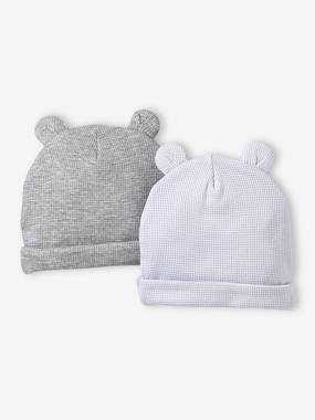 Pack of 2 Beanies with Bear Ears for Newborns  - vertbaudet enfant