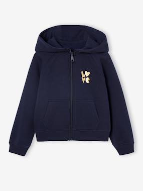 Girls-Girls' hooded sports zip-up sweatshirt 
