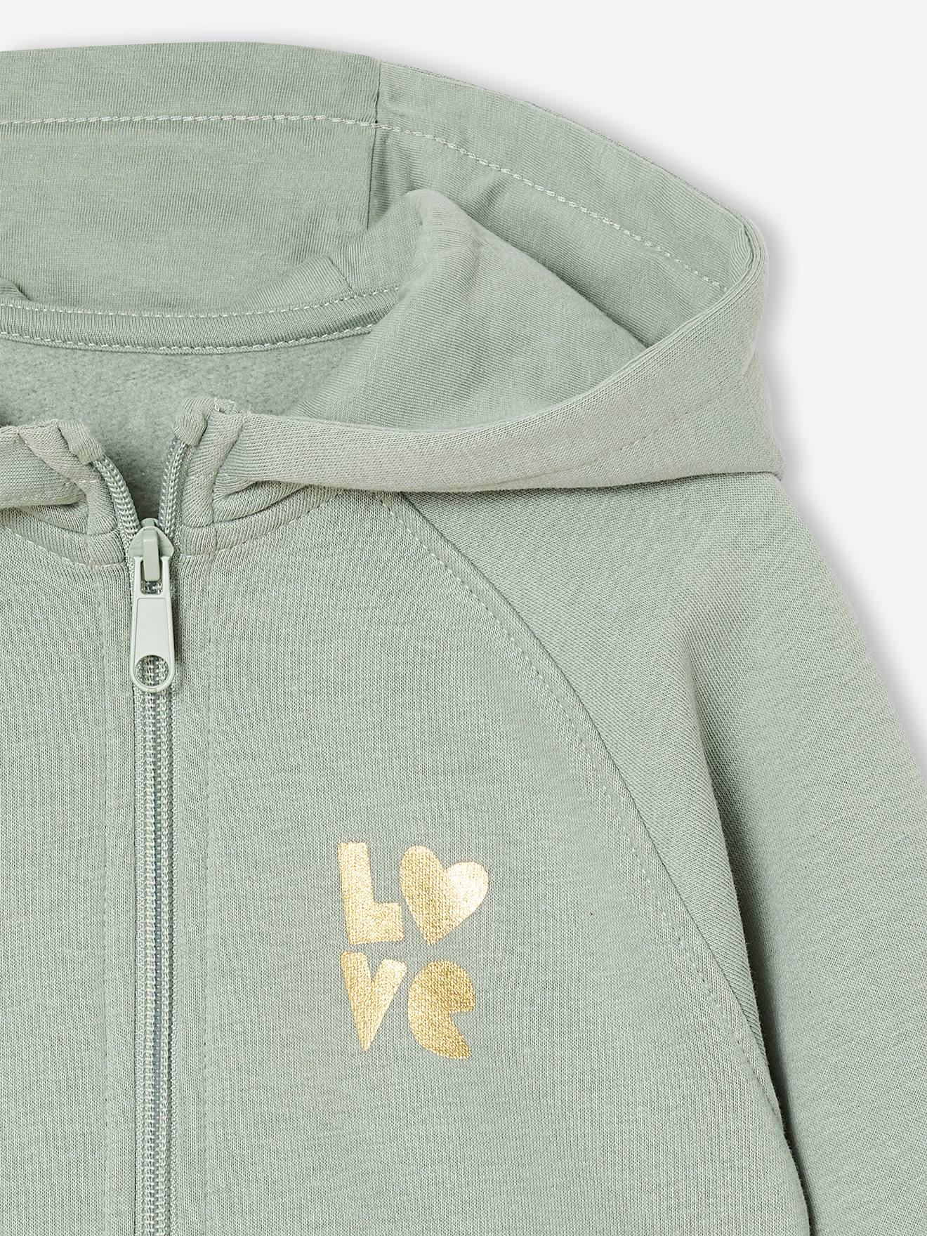 Sweat Sport Zippé Fille - Matière Technique, Capuche, Motifs Fleurs, Poches Kangourou (VERTBAUDET)