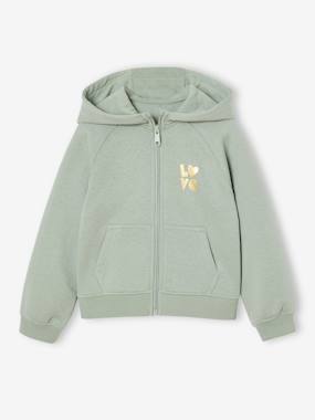 Girls-Girls' hooded sports zip-up sweatshirt 