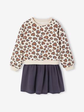 Fille-Robe fille 2 en 1 molleton et gaze de coton 