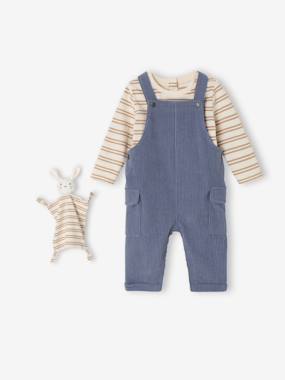 Set for Newborns: Long-Sleeved T-Shirt + Dungarees + Comforter / Soft Toy  - vertbaudet enfant