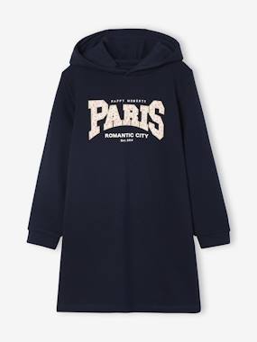 Girls-Fleece Dress with Hood & Fancy Details for Girls
