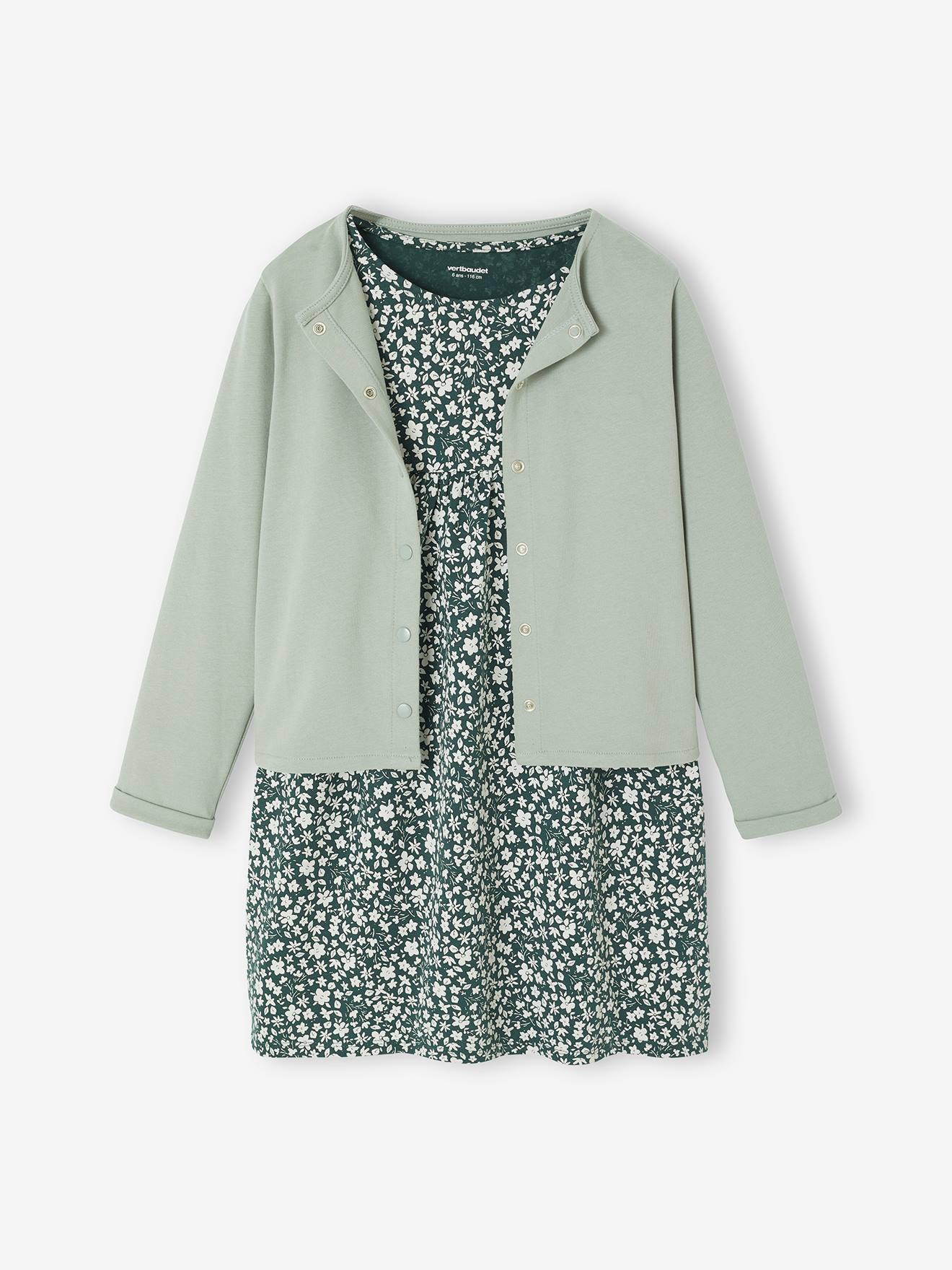VERTBAUDET Ensemble Fille Cardigan et Robe imprimée Fleurs