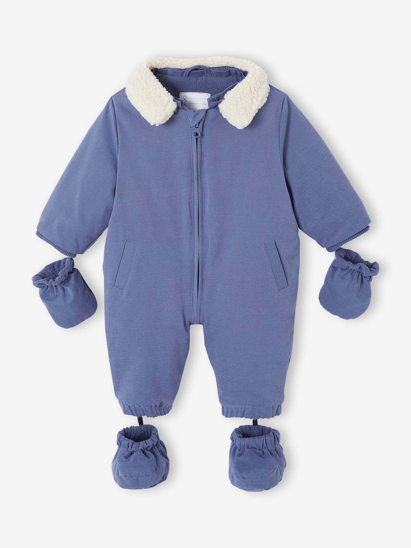 Combipilote Naissance Vertbaudet - Denim Imprimé Fleuri, Doublure Polaire, Très Chaud - 7