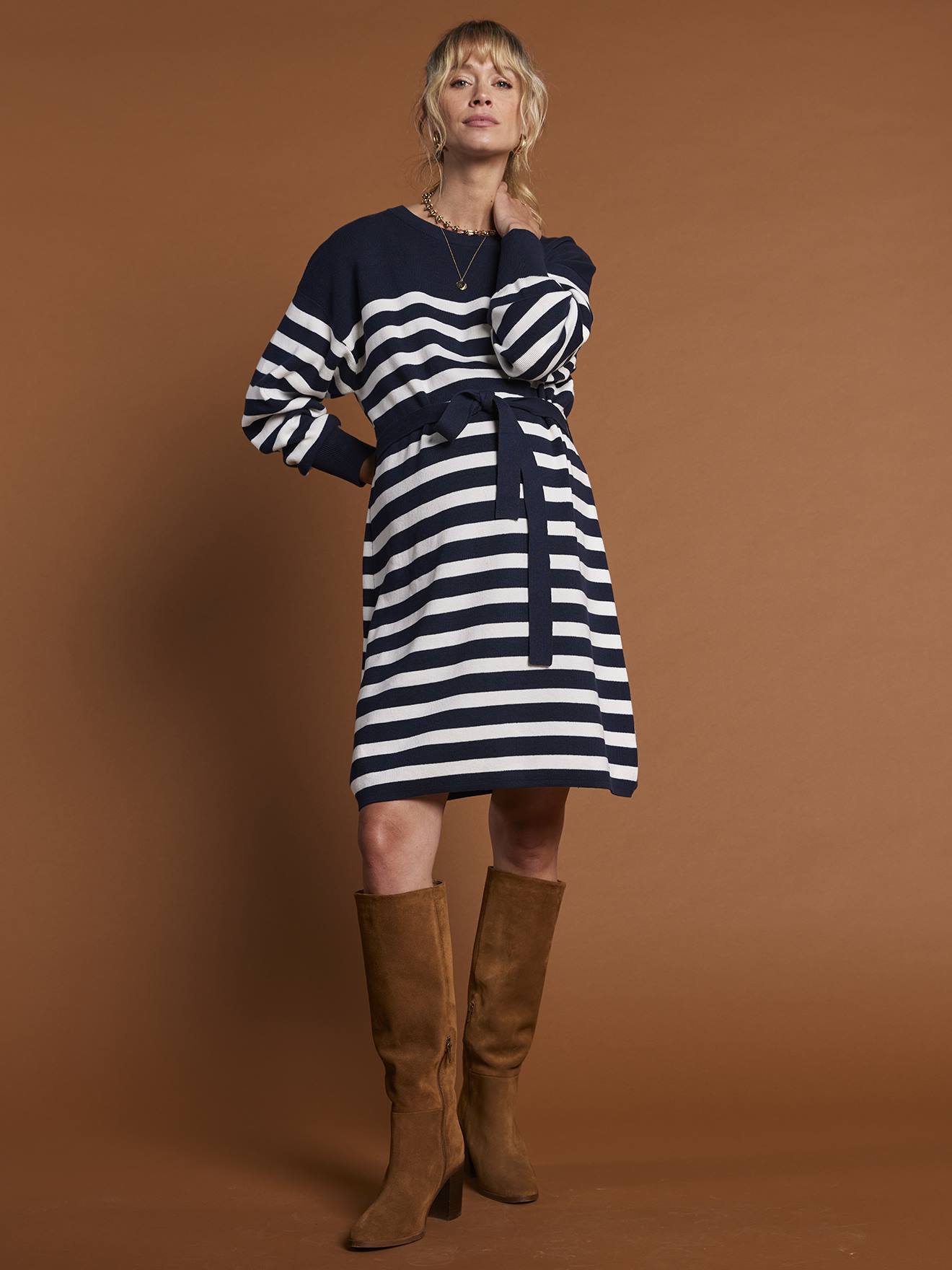 Striped knitted maternity dress ENVIE DE FRAISE - navy blue, Maternity Striped knitted maternity dress ENVIE DE FRAISE - navy blue, Maternity