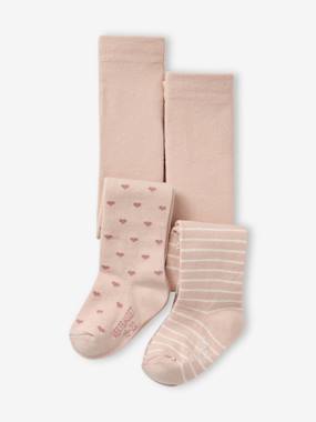-Pack of 2 Pairs of Fancy Tights for Baby Girls