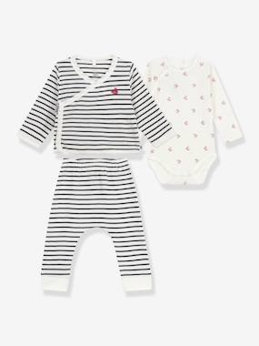 Baby-Set of 3 PETIT BATEAU cotton blend baby set for boys and girls