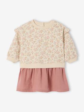 Baby-Two-fabric long-sleeved dress