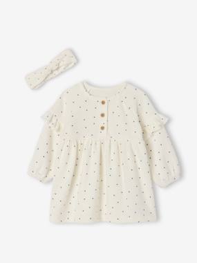 Baby-Set for Newborns: Dress + Headband with Heart Prints